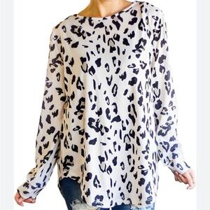 Tickled Teal Leopard Top size 1X